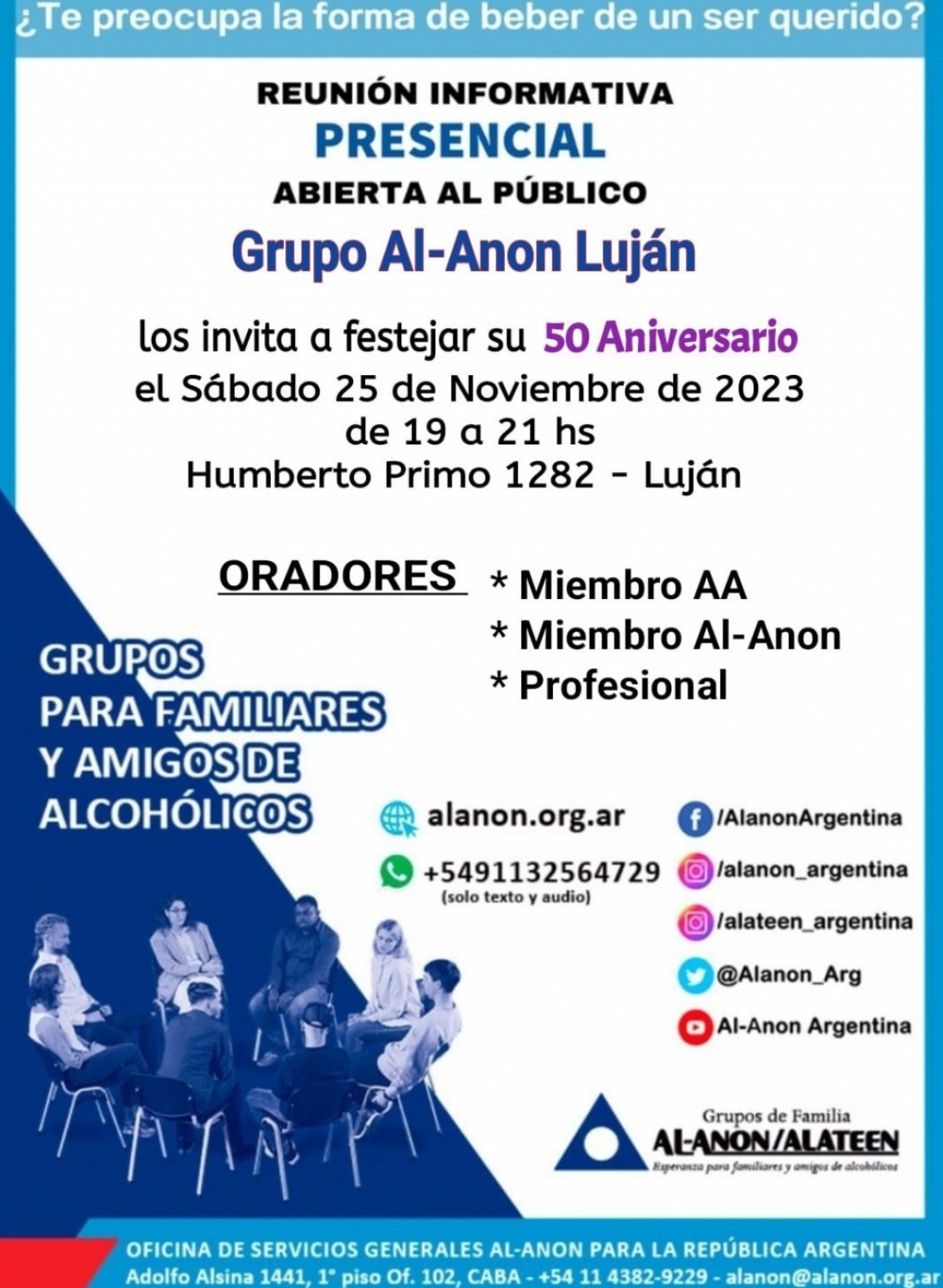 Grupos de Familia Al-Anon/Alatee invita a reunión informativa abierta